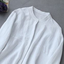 寬鬆時尚的白襯衫，長袖，非常適合夏天防曬，米白色 220402-1 第2張的照片