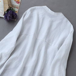 寬鬆時尚的白襯衫，長袖，非常適合夏天防曬，米白色 220402-1 第4張的照片