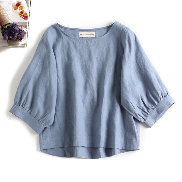 f8080906　夏から秋まで活躍可能　シンプルな7分袖ブラウス　トップス 1枚目の画像