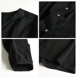 807-5 雰囲気漂う　贅沢刺繍入り　コットン　ロングシャツ　シャツワンピース　貝ボタン 4枚目の画像
