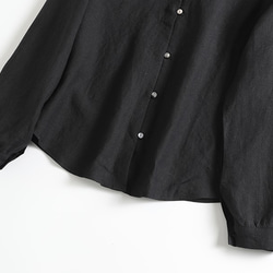 シンプルなシャツスタイルこそこだわりを。麻のシャツ　長袖シャツ　ブラック 3枚目の画像