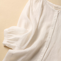 190601-5 超舒適亞麻開襟衫，防曬，降溫，襯衫，白色 第3張的照片