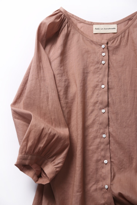 超舒適亞麻開襟衫，防曬，降溫，暗玫瑰色 190601-4 第3張的照片
