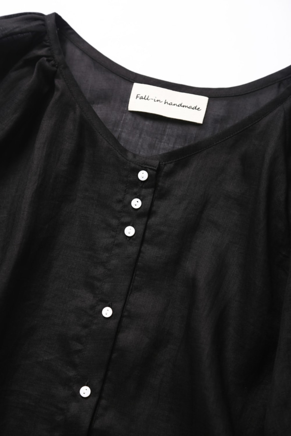 超舒適亞麻開襟衫，防曬，降溫，襯衫，黑色 190601-3 第2張的照片