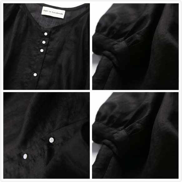 超舒適亞麻開襟衫，防曬，降溫，襯衫，黑色 190601-3 第5張的照片