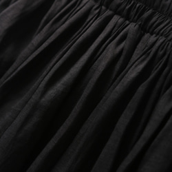 190713-3 蓬鬆長裙有襯亞麻裙黑色 第3張的照片