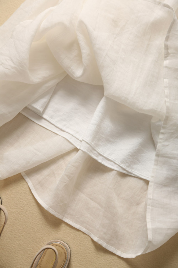 穿上涼爽的亞麻套裝度過夏天！超值 2 件組 190712-5 190713-5 白色 第5張的照片