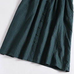 感受亞麻的舒適 100%亞麻長裙 綠色 190801-3 第3張的照片
