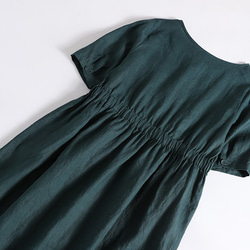 感受亞麻的舒適 100%亞麻長裙 綠色 190801-3 第5張的照片