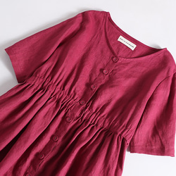 感受亞麻的舒適 100%亞麻長裙 紅色 190801-2 第2張的照片