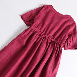 感受亞麻的舒適 100%亞麻長裙 紅色 190801-2 第5張的照片