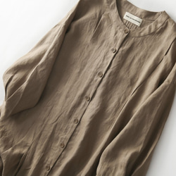 着こなしに差をつける　麻のロングシャツ　ワンピース　薄手ロングアウター191011-1 3枚目の画像