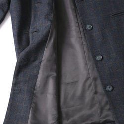 大人が着たいお洒落なウールコート　イタリア製ウール100％チェック柄生地　ロングコート191205-2 6枚目の画像
