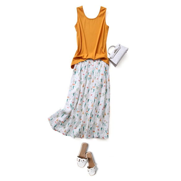 何枚持ってても役立つシンプルなタンクトップ　インナー　キャミソール　ホワイト200905-1 ウコン色200905-2 10枚目の画像