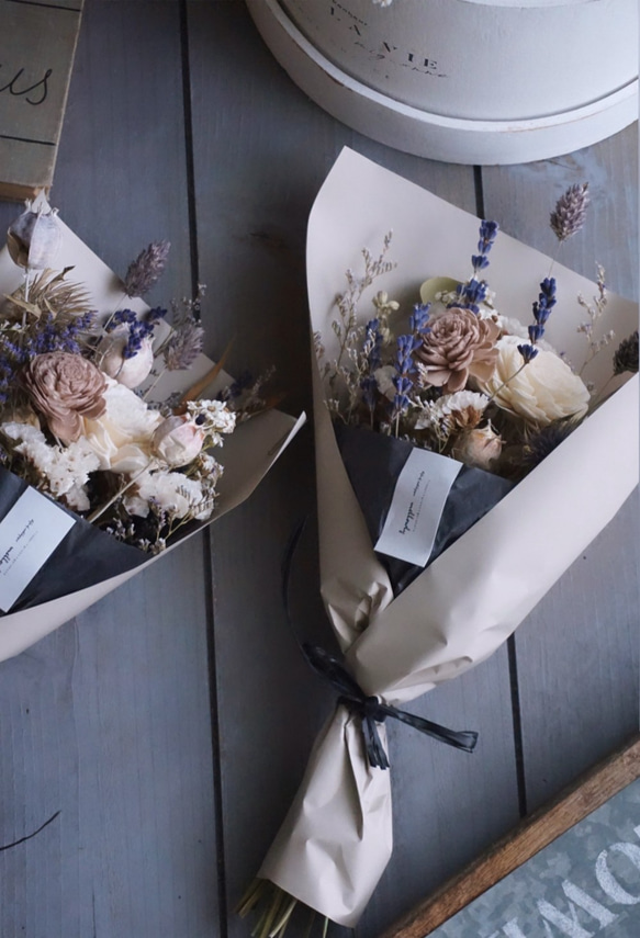 選べるペーパーカラーdry bouquet　 milk tea × lavender 3枚目の画像