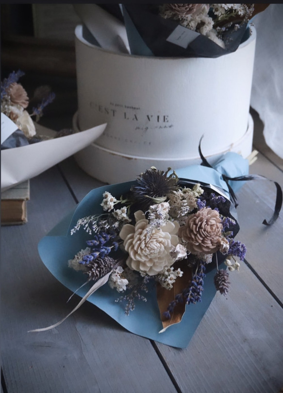 選べるペーパーカラーdry bouquet　 milk tea × lavender 4枚目の画像