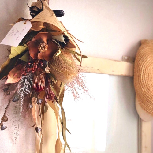 ◇リース◇スワッグ◇ワイルドフラワー◇ ワイルドフラワー個性派スワッグ ドライフラワー nico 通販 12488474