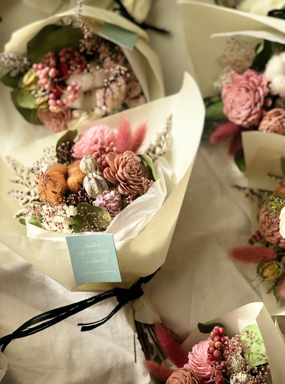 コットン入りmini bouquet / white or brown 1枚目の画像