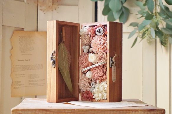 ２way Wood Box flower＊milk tea　ギフトラッピング付き 2枚目の画像