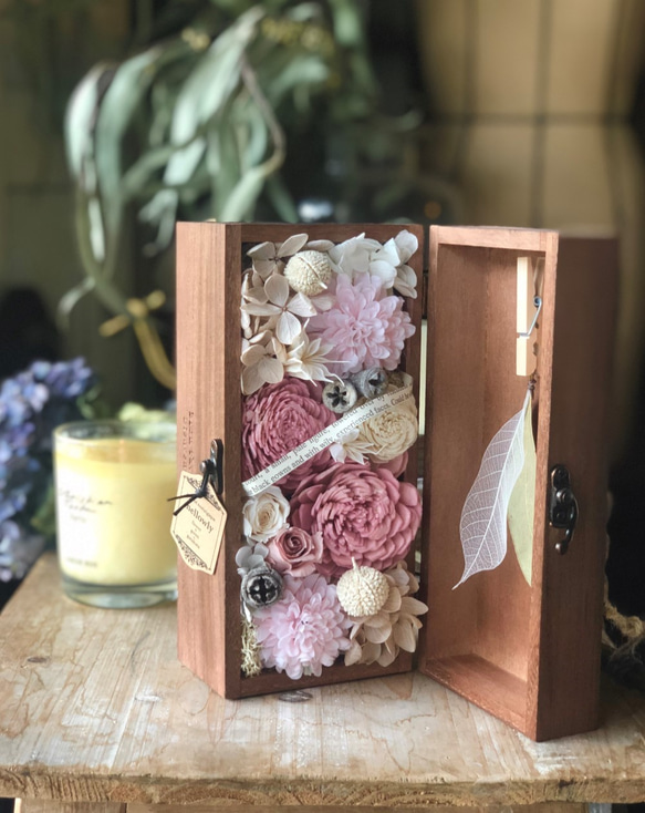 ２way Wood Box flower　Pink　ギフトラッピング付き 2枚目の画像