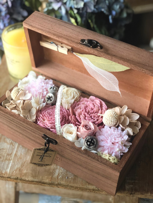 ２way Wood Box flower　Pink　ギフトラッピング付き 3枚目の画像