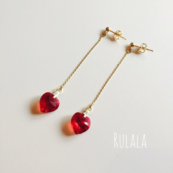 Swinging Heart♡Red（ピアス） 5枚目の画像