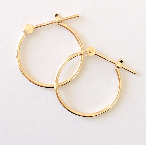 k18【18金】フープピアス☆シンプルピアス18金 刻印入り 1