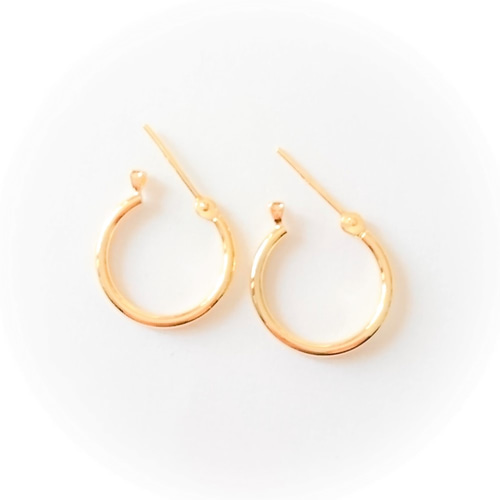 k18 フープピアス☆メンズピアス18金刻印入り 1.5mm×15mm