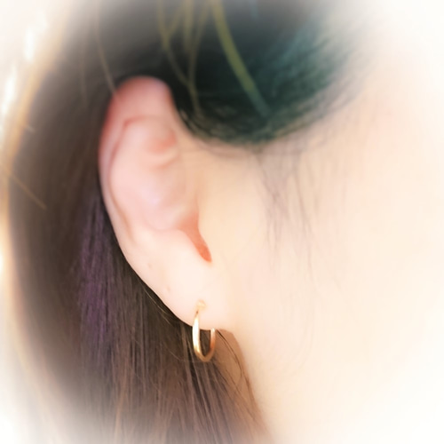 k18 フープピアス☆メンズピアス18金刻印入り 1.5mm×15mm