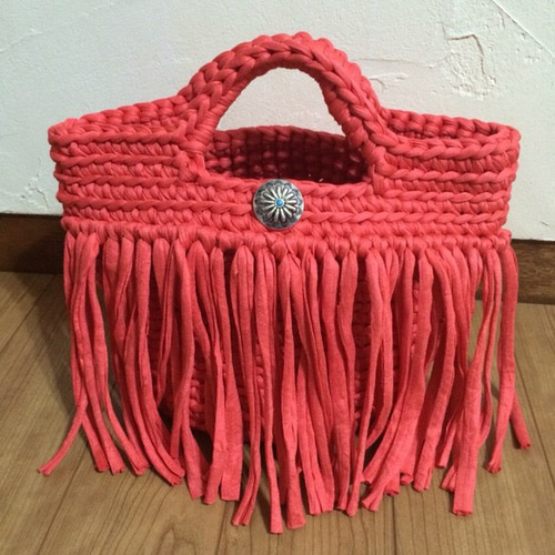 ニットマルシェバッグ フリンジバッグ フリンジマルシェバッグ トート  