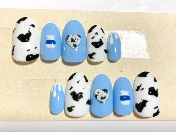 ネイルチップ シンプル 青 アニマル 緑 水色 ネイルチップオーダー