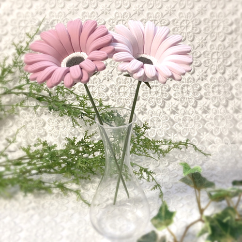 ガーベラ くすみピンク 2本セット クレイフラワー アートフラワー
