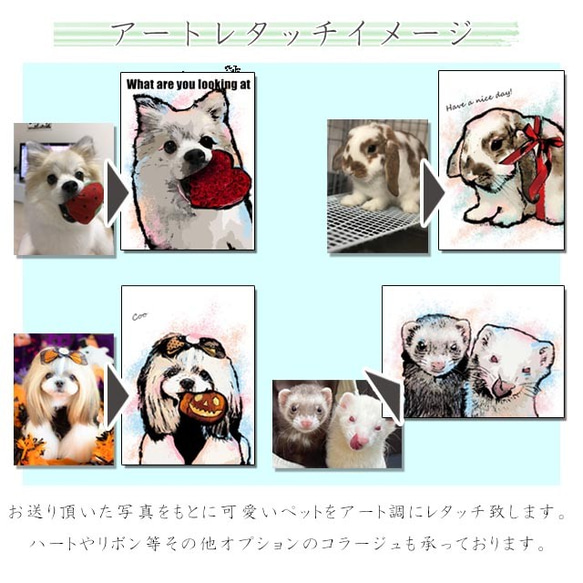 うちの子 アートパネル  犬 猫 イラスト ファブリックパネル インテリア アート 2枚目の画像