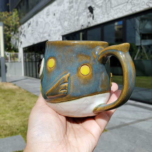 かわいい緑のフグ魚陶器カップ マグカップ tikiuku 通販 かわいい緑のフグ魚陶器カップ マグカップ tikiuku 通販