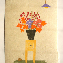 Autumn bouquet　木版画　自作和紙【送料無料】 4枚目の画像