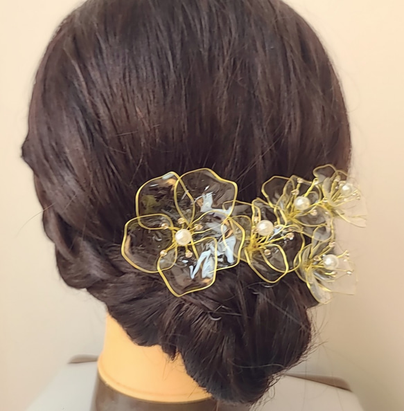 フラワーヘアアクセサリー Flowering フラワーリング ヘアクリップ HHC0557(ゴールド