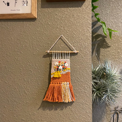 《花束》手織物　インテリア　weaving 壁掛け　小物　ハンギング 3枚目の画像