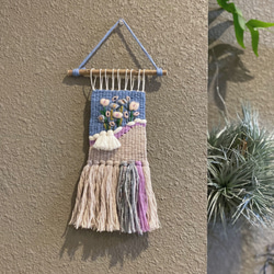 《花束》手織物　インテリア　weaving 壁掛け　小物　ハンギング 6枚目の画像