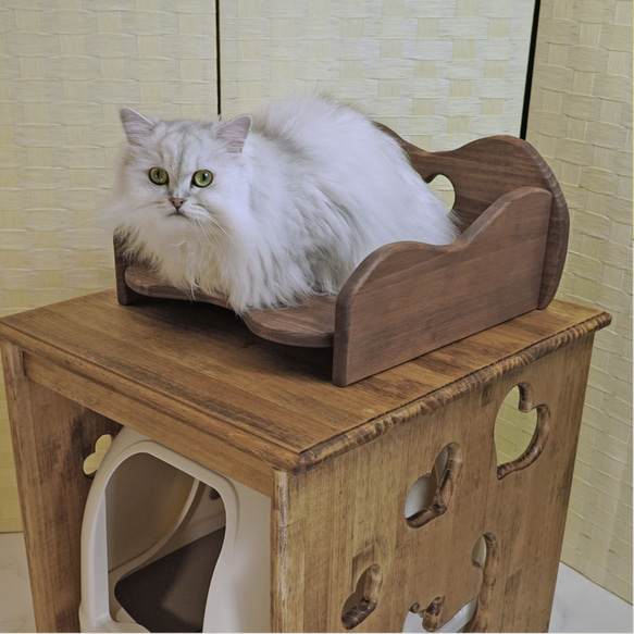 ワンハート　猫ベッド ウォルナット 2枚目の画像