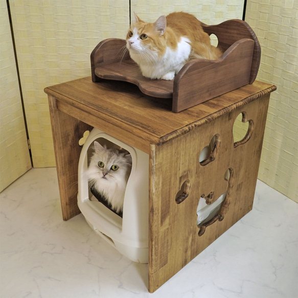 ワンハート　猫ベッド ウォルナット 4枚目の画像