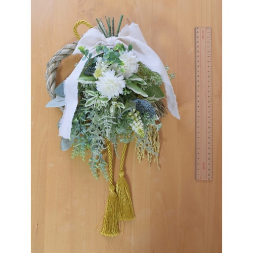 スワッグにもなる2wayコットンとプルモサムのしめ縄飾り　クラスペディア c4f2d5ada57d4b8a59bf29ac98bc77