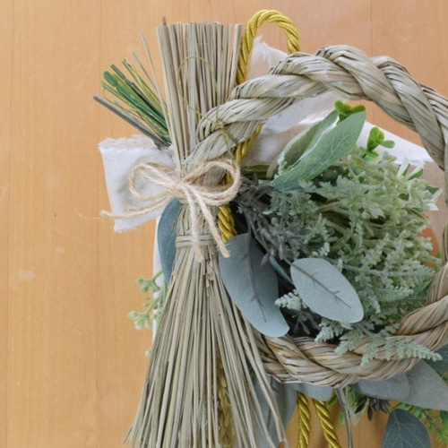 新作＞2WAYしめ縄飾り・ナチュラルホワイトマム＜しめ縄飾り2191