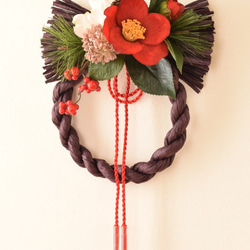 （再販）Red tubaki～Plum wreath＜お正月飾り1511＞ 3枚目の画像