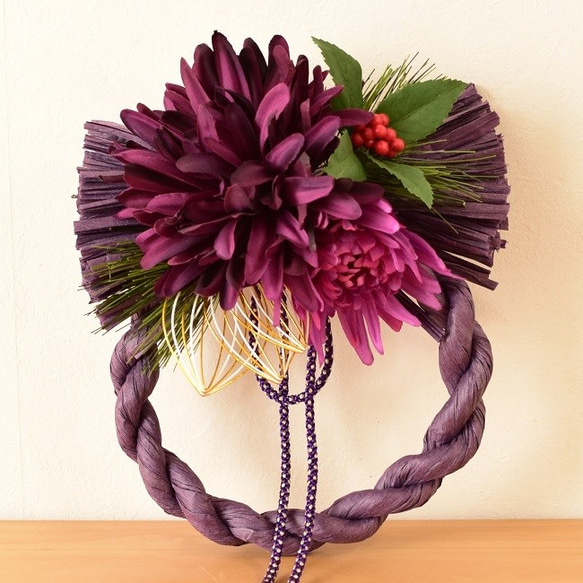 Purple mum～purple wreath＜お正月飾り1705＞ 3枚目の画像