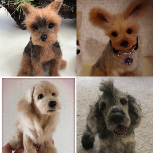 オーダー品　羊毛フェルト犬 羊毛フェルト犬オーダーメイド Lサイズ25cm 羊毛フェルト