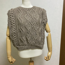 ハンドメイド　ニット　羊毛　ベスト　半袖　手つむぎ　手編み　毛糸　羊毛　ボーダー 10910uv10613_01_a.jpg
