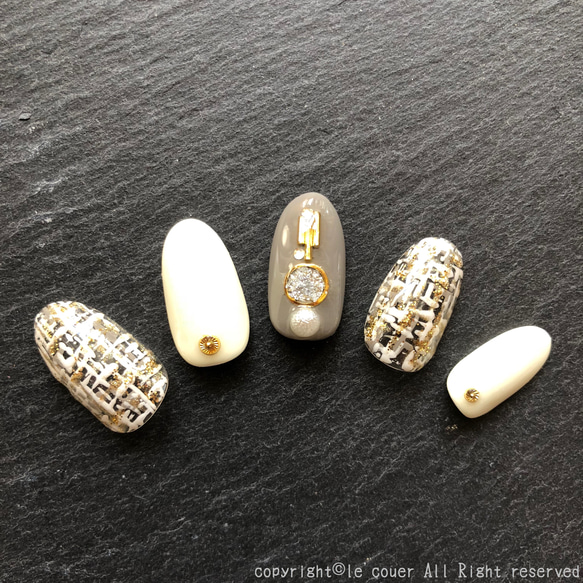 『creema限定』White tweed nail 3枚目の画像