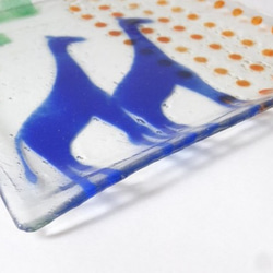 オーダー品 青いキリンのガラスプレート 4枚目の画像