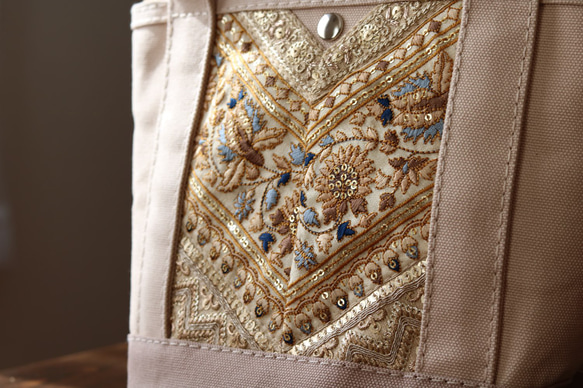 Embroidery decoration totebag　Ssize （マシコット×マットブラウン） 2枚目の画像