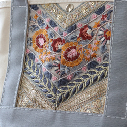 ☆アウトレットSALE☆ Embroidery decoration totebag Ssize キナリ×アースグレー 3枚目の画像